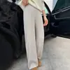 Outono/Inverno 2026 Novo Tricô de Caxemira Espesso de Quatro Fios Pesado Calça de Perna Larga Feminina Cintura Alta Emagrecedora Perna Reta Calça de Lã