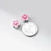 Plata Pura 999 Resina Flor de Durazno Flor de Cinco Pétalos Separadores 10mm Pulsera Cuentas Sueltas DIY Materiales para Ensartar Hechos a Mano Accesorios Q0530