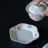 Soporte para Tetera Arita-Yaki Pintado a Mano con Flores de Cerezo Inno Kishimatsu, Juego de Té Especial para Mujer, Bandeja para Té Seco, Exquisita Bandeja Pastel de Alta Gama