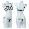 Lencería sexy Linai conjunto sexy de tres piezas con aro push up flor soluble en agua ropa interior de extremo abierto conjunto de dos piezas 1196