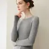 Suéter de Cachemira 100% Pura de Alto Gama Sin Costuras Bai Cai Rong para Mujer, Top de Cuello Redondo Ajustado Delgado, Suéter de Punto Base