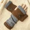 Guantes Personalizados para Otoño e Invierno, Guantes de Punto Cálidos y de Moda para Mujer, Moda Transfronteriza Guantes Bordados Patchwork Cálidos