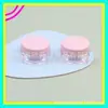 Frasco cosmético de plástico cuadrado rosa, 10g, recipiente cuadrado para crema, caja pequeña para muestras, botella de plástico vacía para crema