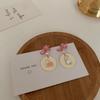 Pendientes de plata S925 con forma de lazo y diseño de conejo de dibujos animados, con perlas dulces y sin dolor.