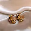Pendientes de otoño e invierno con estampado de leopardo en forma de C irregular para mujer, nuevo modelo popular 2026, pendientes de lujo ligero de alta gama, accesorios para orejas únicos y elegantes
