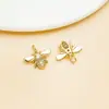 Accesorio de colgante de libélula, abeja, mariposa hueca con microincrustaciones de circonita, chapado en oro de 18k sobre cobre, para llavero de bricolaje, joyería
