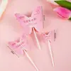 Decoración para Pastel del Día de la Madre Feliz de Celebridad de Internet Acrílico Topper Mariposa 3D Cordón de Cuero Cinta Accesorios para Insertar