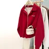Sudadera Polo de Manga Larga para Mujer, Estilo Americano, Tiro Real, Cuello en V, Delgada, Holgada, Casual, Estilo Coreano, para Principios de Primavera y Otoño