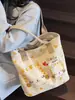 Bolsa Casual Grande Capacidade para Mulheres Verão Nova Bolsa de Lona com Desenho de Gato Bolsa Tote de Ombro para Estudantes Universitários