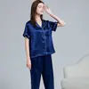 Pijama de Seda para Mujer Traje de Dos Piezas de Manga Larga para Primavera y Verano 100% Seda de Morera Nuevo Conjunto de Verano Ropa de Casa
