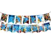 Conjunto de suprimentos de decoração de festa de aniversário infantil de peça única: prato de papel, copo de papel, guardanapo, toalha de mesa, tecido de fundo