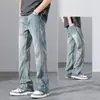 Pantalones Largos de Pierna Recta Sueltos Lavados Retro para Primavera Otoño Pantalones Casuales para Hombre Ligeramente Acampanados Jeans de Calle Alta Americana de Otoño