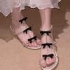 Sandalias Versátiles de Uso Diario para Combinar con Faldas, Nuevo Estilo de Hada de Verano con Punta Abierta, Lazo, Suela Suave, Sandalias Romanas que No Cansan tus Pies