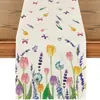 Venta Caliente Transfronteriza temu Amazon Primavera Verano Camino de Mesa con Flores Estampado Tulipán Lavanda Mantel Decorativo para el Hogar
