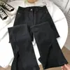 Moda Coreana de Primavera y Verano, Versátiles, de Cintura Alta, Pierna Ancha, Jeans para Mujer con Abertura en el Tobillo, Pantalones Versátiles, Jeans de Celebridad de Internet