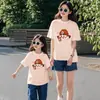 Camiseta Infantil de Algodão Manga Curta Verão Estampa de Desenho Animado Camisetas de Manga Curta para Meninos e Meninas, Roupas Combinando para Família, Tops Mãe e Filha, Moderno
