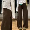 Jeans Marrones de Pierna Recta para Mujer, Invierno Tallas Grandes, Cintura Alta, Sueltos, Adelgazantes, Figura de Pera, Pantalones Scimitar de Pierna Ancha
