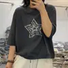 Camiseta de Manga Tres Cuartos para Mujer Estilo Nuevo Verano 2026, Talla Grande Ajuste Holgado, Top de Mujer Estampado con Pentagrama Cuello Redondo