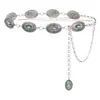 Cadeia de Cintura Popular Transfronteiriça da Amazon com Turquesa Marquise Incrustada Estilo Étnico Esculpido Retro Cinto de Calça Faixa Decorativa para Cintura