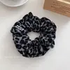 Scrunchie de Poá Listrado com Estampa de Leopardo Estilo Coreano com Toque de Luxo, Elástico para Rabo de Cavalo, Estilo Despojado, Acessório de Cabelo Versátil