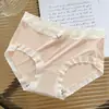 Pantis de Seda de Hielo con Lazo para Mujer, Alta Elasticidad, Contraste de Color, Dulces, para Chicas Jóvenes y Estudiantes, Transpirables, Estilo Japonés, Cintura Media, Bragas Triángulo sin Costuras