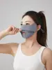 Mascarilla de Protección Solar de Seda de Hielo 2026 para Mujer, Protector Solar Estéreo 3D Anti-UV, Mascarilla Facial Transpirable, Protección para los Ojos, Abertura para Beber Agua