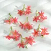 Orquídea artificial pequena de 3 hastes DIY Acessórios para grampo de cabelo e tiara femininos Flores de chifon Acessórios de flor artificial para sapatos e chapéus