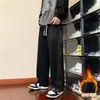 Pantalones casuales gruesos con forro polar para otoño e invierno, juveniles, guapos, lavados, cálidos, de doble uso, rectos, largos