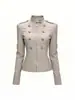 Comercio exterior transfronterizo ropa de mujer 2026 moda nueva europea y americana retro metal doble botonadura entallada chaqueta abrigo estilo Napoleón