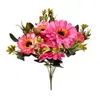 Pintura al Óleo 7 Flores Gerbera Flor Artificial Decoración Floral Decoración de Sala de Estar Flores Ramo de Plástico Flores para Mesa de Comedor
