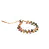 Anillo de Ágata Turmalina de Cristal Natural Alambre Chapado en Oro de 14K Envuelto en Alambre Cristal Multicolor Lujo Ligero Joyería de Moda Venta al por Mayor del Fabricante