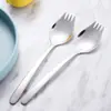 Uau, conjunto de colher e garfo de aço inoxidável 304, garfo de salada criativo de cabo longo, colher de jantar para uso doméstico, colher de salada