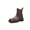 Botas Chelsea de Couro de Vaca de Primeira Camada Lavado de Solado Grosso 2025 Outono e Inverno Salto Grosso Salto Médio Bico Redondo Couro Genuíno Cano Pequeno Botas Curtas Pequenas para Mulheres