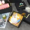 Caja de Regalo Negra Caja de Regalo Grande Personalizada Caja de Cartón Negra Caja de Regalo de Tapa y Base Hecha a Medida Caja de Empaque para Regalo Ramo con Estampado Dorado