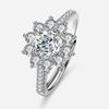 Anillo de copo de nieve de lujo ligero de plata esterlina S925 para mujer, chapado en pt950, anillo de diamante Mossan de 1 quilate, lote de origen
