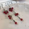 Pendientes largos con borlas de cereza roja, diseño de nicho de moda, ligeros, de lujo, elegantes, de alta calidad, al por mayor