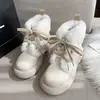 Botas femininas estilo Martin, coleção outono/inverno 2026, com sola grossa, que aumentam a altura, forradas com fleece, quentes, fofas, botas de neve brancas, botinhas versáteis