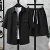 Conjunto de Shorts e Camisa de Manga Curta Estilo Hong Kong para os Jogos Olímpicos de Verão da Juventude de 2026 Conjunto de Duas Peças Camisa Solta com Lapela Jaqueta Masculina