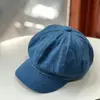 Boina Jeans para Mulheres, Estilo Primavera e Outono, Estilo Japonês, Circunferência da Cabeça Grande, Chapéu Octogonal Emagrecedor, Estilo Coreano, Chapéu Artístico Newsboy Painter