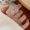 Anillo Geométrico Cuadrado Hueco para Mujer, Estilo Simple y Cool, Anillo Abierto Versátil para Apilar de Plata S925, Anillo de Nicho para el Dedo Índice
