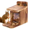 Comedero para ardillas Comedero para pájaros de madera colgante Comedero de mesa para animales al aire libre Comedero para ardillas chipmunk