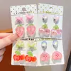 Pinzas de Oreja de Corazón de Colores con Lazo y Durazno Brillante 3D para Niñas, No Requieren Perforación, Accesorios para Orejas sin Dolor