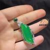 Conjunto de três peças de calcedônia verde gelo natural jóias pingente de folha de salgueiro brincos de gota de água anel aberto presente