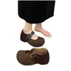 Sapatos casuais de novo estilo, sapatos Mary Jane de cobertura total 2026, com sola grossa, sapatos femininos que aumentam a altura, couro macio, sapatilhas estilo saia