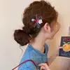 Dulce Pasador Lateral de Flor Roja y Azul para Mujer, Clip Lateral de Lazo, Clip para Flequillo de Frente, Pasador de Una Línea, Accesorio para el Cabello con Clip de Pico de Pato