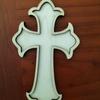 Exclusivo para transfronterizos, colgante de cruz de madera decorativa navideña de 14 x 23 cm, gran cruz doble de madera, venta al por mayor