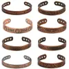Pulsera y Anillo Magnéticos Populares Transfronterizos Combinación Flores Retro Europeas y Americanas Cobre Rojo Antiguo Cepillado Estilo Retro Pulseras de Pareja