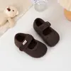 Zapatos Birkenstock forrados de polar retro ins 2026 invierno nuevo estilo coreano para niñas zapatos cálidos de pelo zapatos de fieltro de algodón para niños