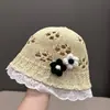 Sombreros Infantiles Coreanos Otoño Invierno Niñas Sombreros de Pescador Hechos a Mano Cálidos de Lana Bebé Tejidos de Felpa Sombreros de Cubo Modernos