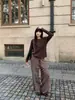 Yuyi Nuevo 2025 Otoño e Invierno Estilo Holgado Perezoso Camiseta de Terciopelo para Mujer Color Sólido Versátil Manga Larga Top para Mujer C4060